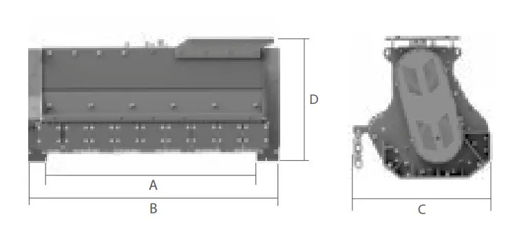 CANGINI BENNE FORSTMULCHER TX-SERIE Abmessungen TX5-100 TX5-120 TX6-110 TX6-130 TX6-150